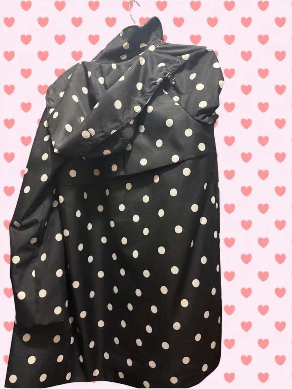 kate spade Black Trench Coat with Cream Polka Dots